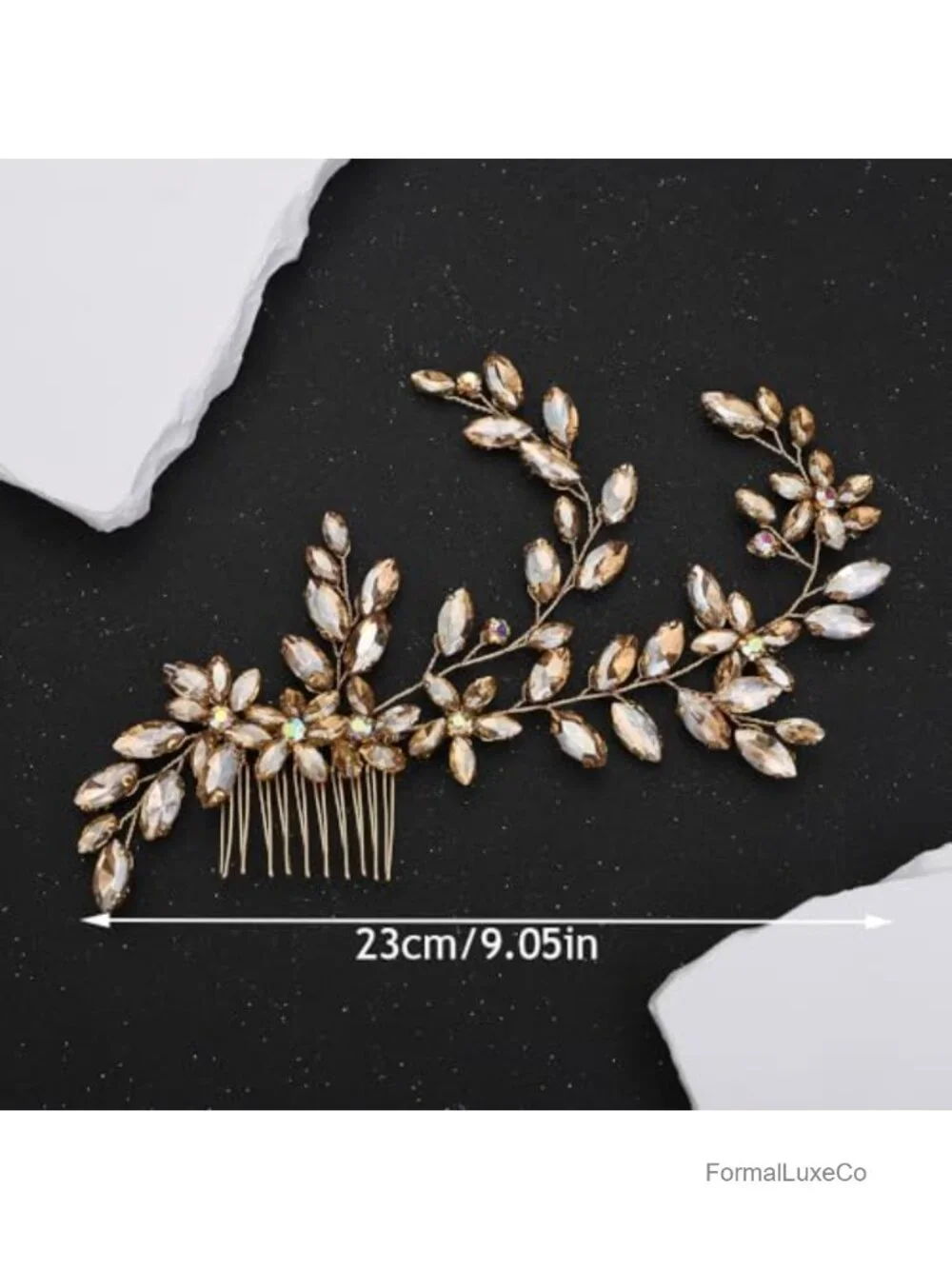 Green Crystal Flower Bridal Hair Comb Headband Wedding Accessory